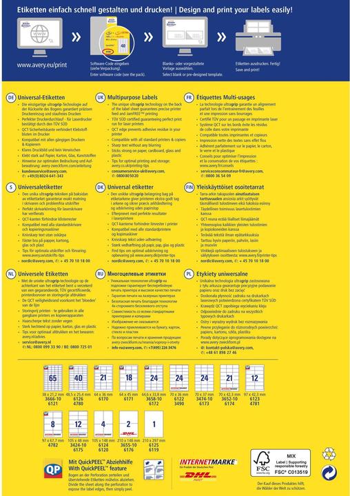 Image du produit Avery Étiquettes universelles