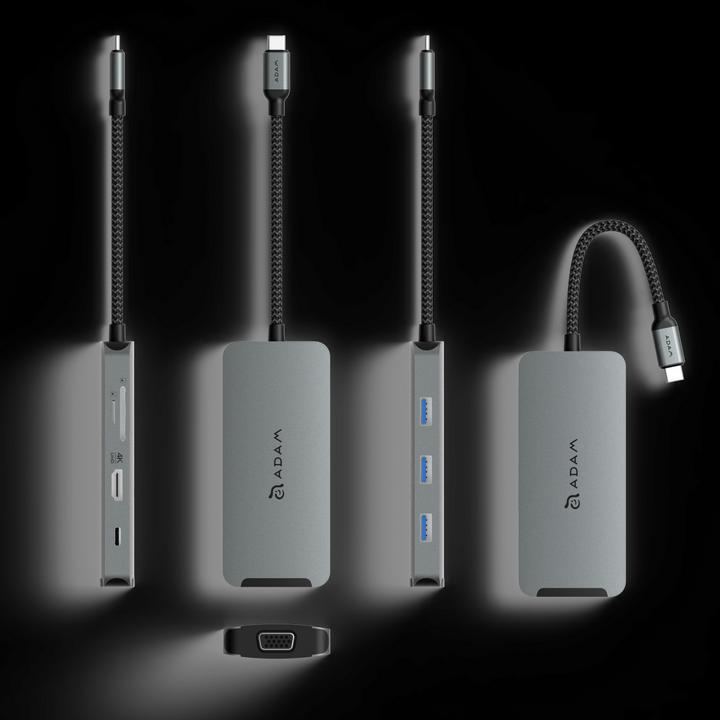 Produktbild Adam Elements CASA A08 Multi-Function Hub 8in1, grey (USB-B, 8 Ports)