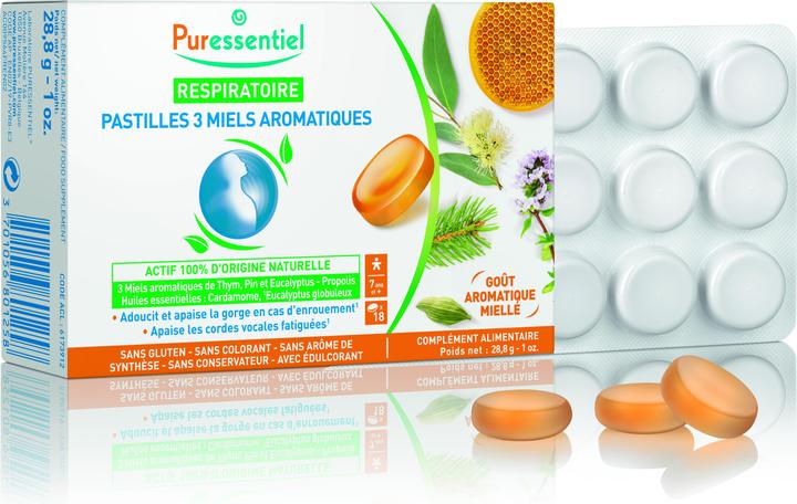 Image du produit Puressentiel Lutschtabletten mit 3 aromatischen Honigsorten 3 Honigsorten (18 pièce(s))