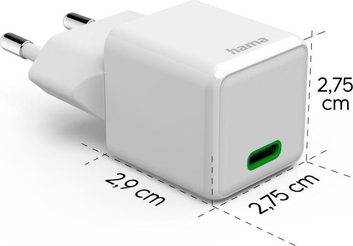 Immagine prodotto Hama Caricabatterie veloce, USB-C, PD/Qualcomm®, caricatore super mini, 20 W, bianco (20 W)