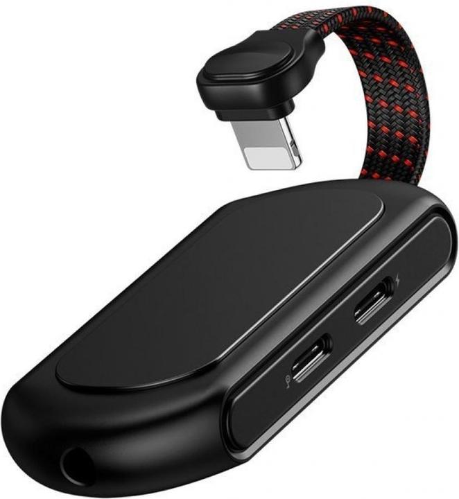 Actual product image Baseus 3-in-1 3.5mm Lightning Adapter with RGB LED (3.5mm jack, Lightning)