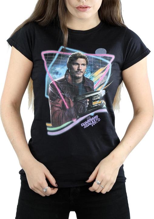 Actual product image Womens/Ladies Guardians Of The Galaxy Neon Star Lord Cotton T-Shirt (M)