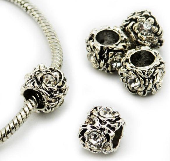 Actual product image Hermex Rhinestone Rose Bead silver plated 925 - Silvery (Silver 925)
