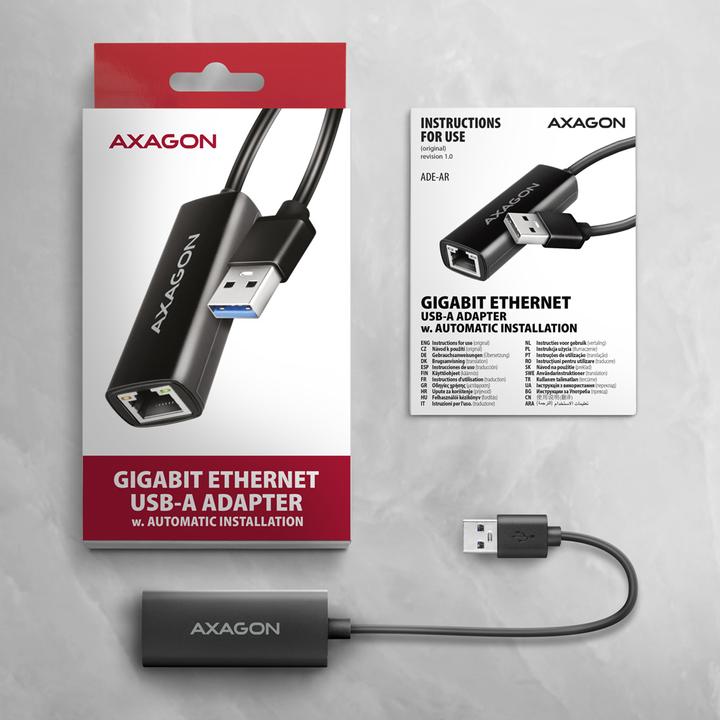 Actual product image Axagon ADE-AR, USB-A 3.2 Gen 1 - Gigabit Ethernet s????ov?? karta, Realtek 8153, auto instal (USB 3.0, RJ45 Gigabit Ethernet (1x))