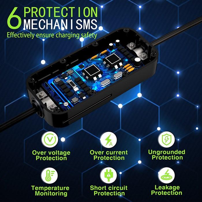 Produktbild Qoltec Mobilna ładowarka do samochodu elektrycznego EV z regulacją 2w1 Typ2 | SCHUKO | 3.5kW | 230V (Typ 2, 3.50 kW, 16 A)