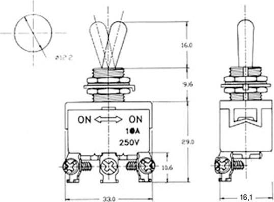 Produktbild Velleman Maxi Toggle Switch Spdt (On)-Off-(On) 10A/250V