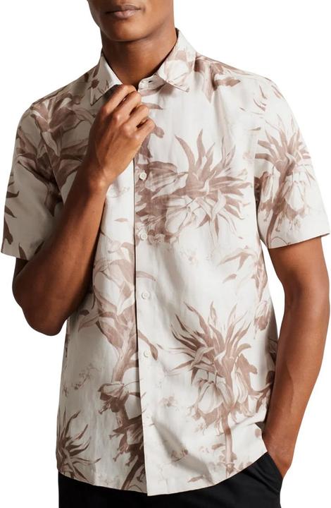 Actual product image Ted Baker Unisex Adult Belmar Linen Blend Short-Sleeved Shirt (M)