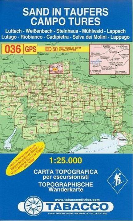 Actual product image Tabacco Hiking 1 : 25 000 Sand in Taufers / Campo Tures