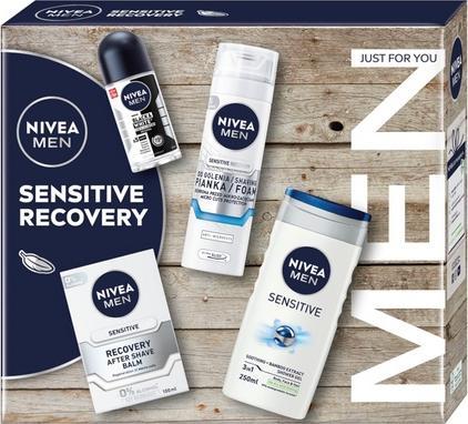 NIVEA Sensitive Recovery Collection - Shower Gel 250ml, Antiperspirant Roll-On 50ml, After Shave Bal (Hair care set)