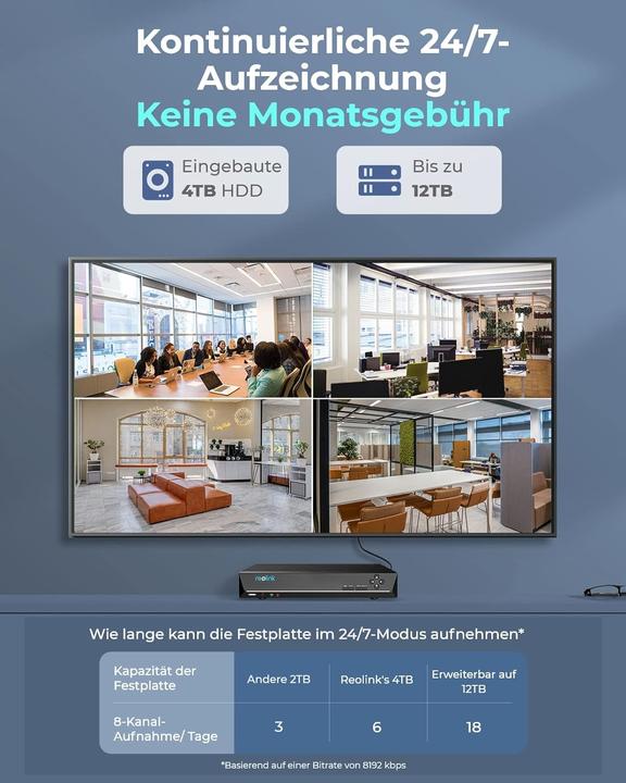 Immagine prodotto Reolink NVS16- sistema 12MD8 8K con 8 telecamere (4512 x 2512 pixel)