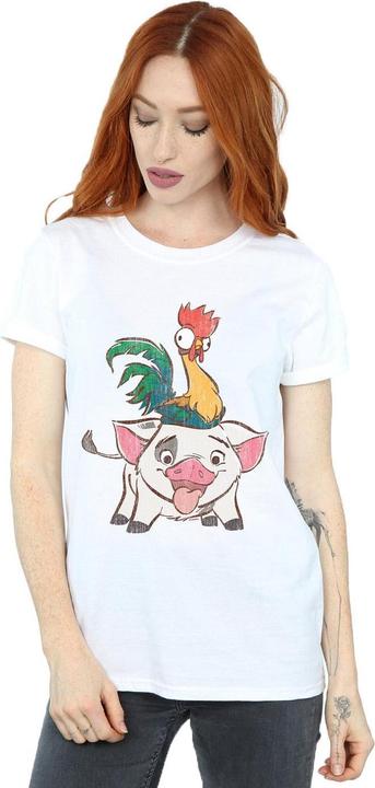 Actual product image Disney Womens/Ladies Moana Hei Hei And Pua Cotton Boyfriend T-Shirt (S)
