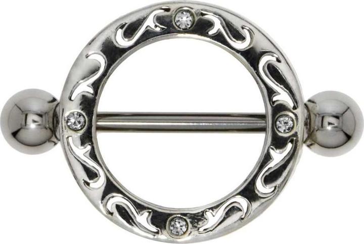 Image du produit Bijouteria Piercing poitrine (Acier chirurgical 316L, Cristallin, Argent 925)