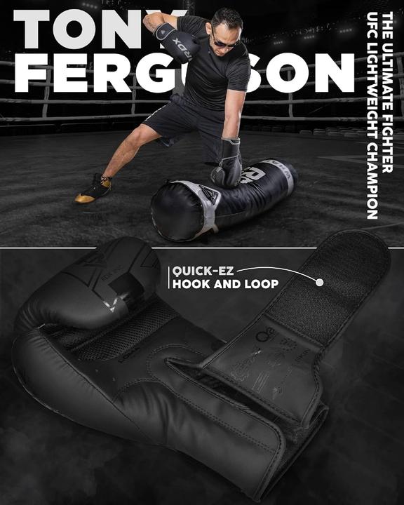 Actual product image Rdx Boxing Gloves F6 Matte Black-12OZ (12 OZ, 12)