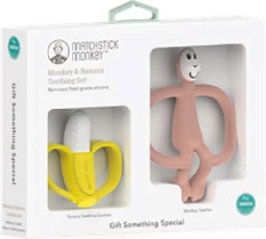 Image du produit Matchstick Monkey Banana & Monkey Teether Set Pink