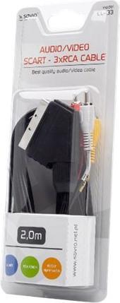 Image du produit Savio CL-133 Câble Péritel Péritel (21 broches) 3 x RCA Multicolore (2 m)