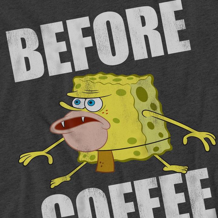 Actual product image Spongebob Squarepants Unisex Adult Before Coffee Meme T-Shirt (XXL)