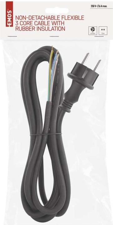 Produktbild Emos Netzkabel Gummi 3x 1,5mm2, 3m, schwarz (3 m)