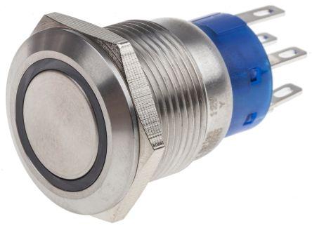 Actual product image Rs Pro 19mm,stainless,DPDT,mom,Whte,24V