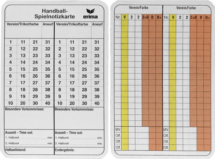Nutritional values and ingredients Erima Game Note Cards Handball