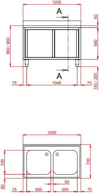 Produktbild Gastro Hero Spülschrank Eco mit Becken (70 cm, 120 cm)