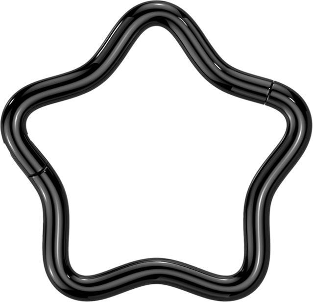 Star Piercing Micro Segmentring klappbar schwarz Stern (ohne Messing, Titan G23)