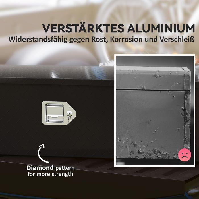 Image du produit Swisshandel24 Stabile Aufbewahrungskiste, Alu, Seitengriffe, Schloss, Werkzeugkasten, 99x33x25,5 cm, schwarz