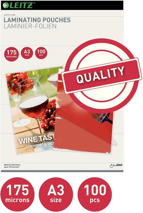 Produktbild Leitz Heisslaminierfolien A3 (A3, 100 Stück, 175 µm)