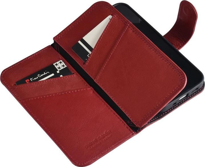 Produktbild Pierre Cardin Case iPhone 13 Mini - Echt Leder Book Case rot & 6 Kartenfächer (Apple iPhone 13 mini)