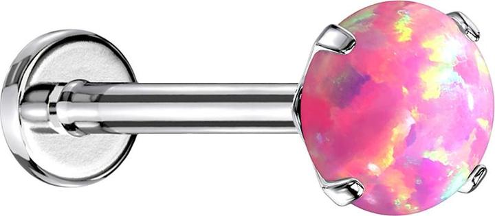 Star Piercing Micro Threadless Labret silber Opal pink gefasst (Chirurgenstahl 316L)