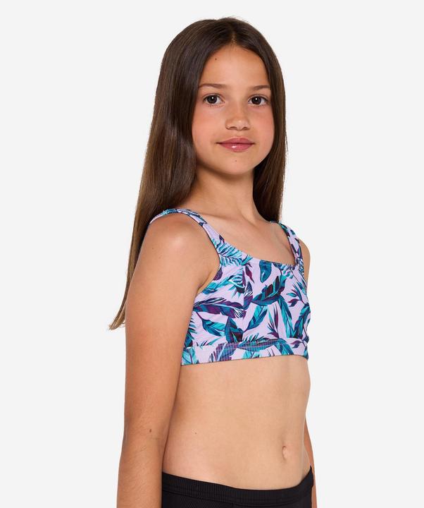 Produktbild Olaian Bikini-Oberteil Mädchen Bustier verstellbar 500 Nora violett geblümt (10, 11, 12)