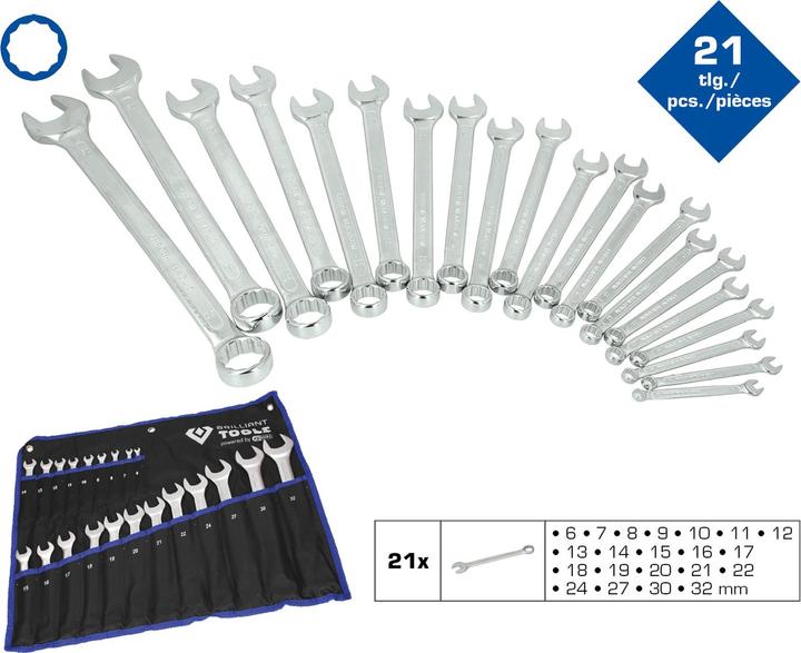 Actual product image Brilliant Tools Combination wrench, 21 pcs. (19 mm, 8 mm, 10 mm)