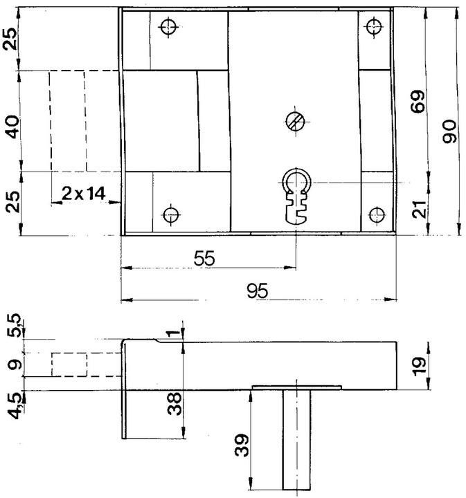Actual product image Schänis Cellar door deadbolt locks on 2301