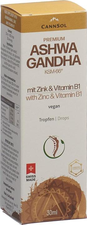 Actual product image Cannsol Premium Ashwagandha KSM-66 with Zinc and Vitamin B1 Drops (1 Piece, Oil)