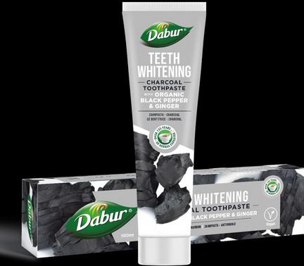 Dabur Zahnweissende Holzkohle-Zahnpasta mit Bio-Schwarzem Pfeffer & Ingwer 100ml (100 ml)