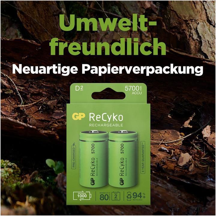 Immagine prodotto GP Batteries ReCyko (2 pz., D, 5700 mAh)