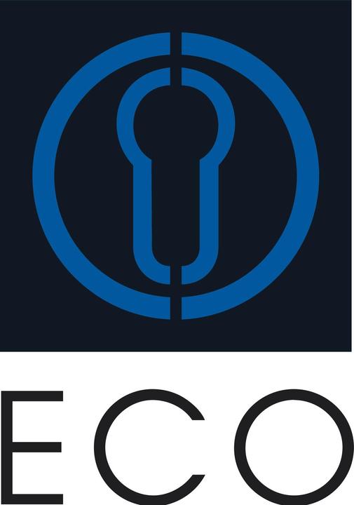 Actual product image ECO Partition screw-on hinge left Door hinge with cover caps, white plastic
