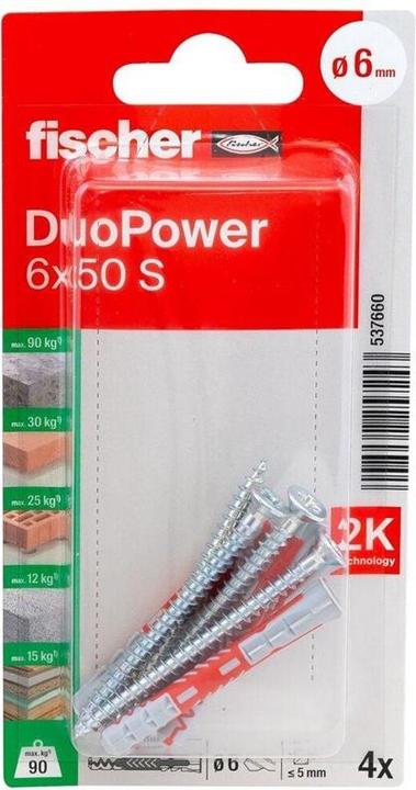 Actual product image Fischer DuoPower 6x50 S K (4) (4 pcs.)