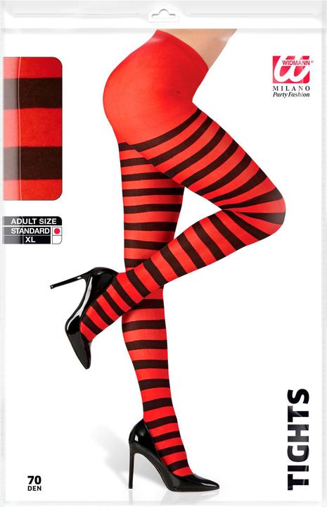 Actual product image Widmann ROT-SCHWARZ GESTREIFTE STRUMPFHOSE 70 DEN, One Size Fits Most Adult