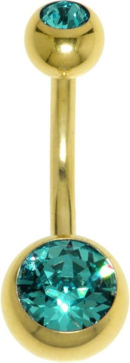 Image du produit Bijouteria Piercing nombril (Acier chirurgical 316L, Revêtement PVD (doré), Cristal Premium)
