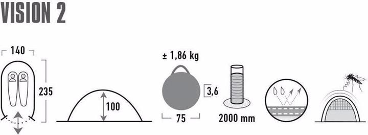 Immagine prodotto High Peak Vision 2 (Tenda a tunnel, 1.86 kg, 2 persone)