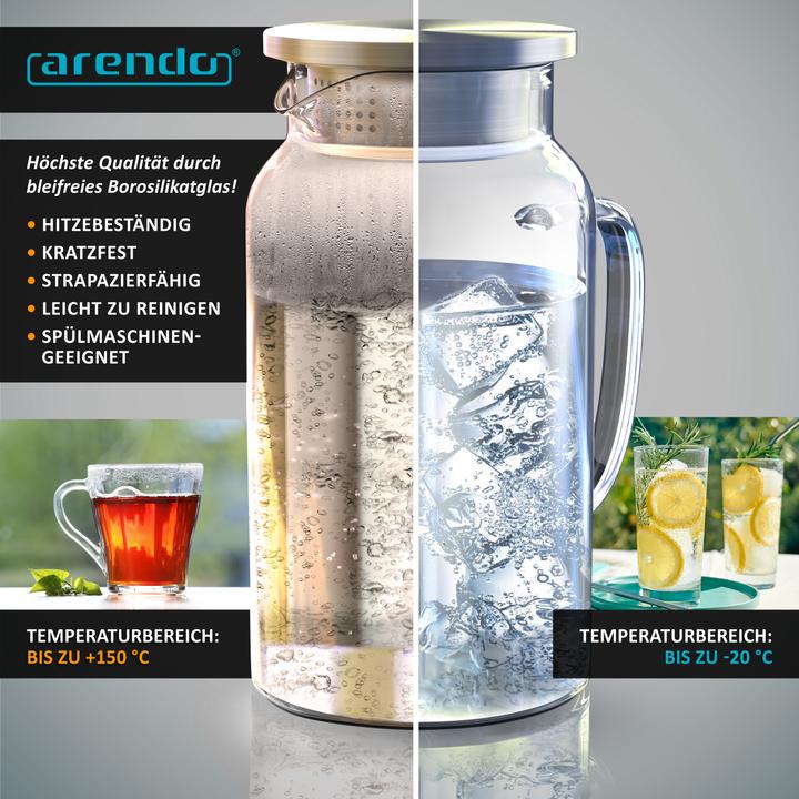 Actual product image Arendo Glass carafe with lid (1.40 l)