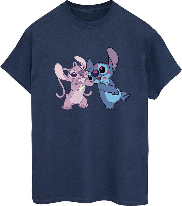 Actual product image Disney Womens/Ladies Lilo & Stitch Kisses Cotton Boyfriend T-Shirt (S)