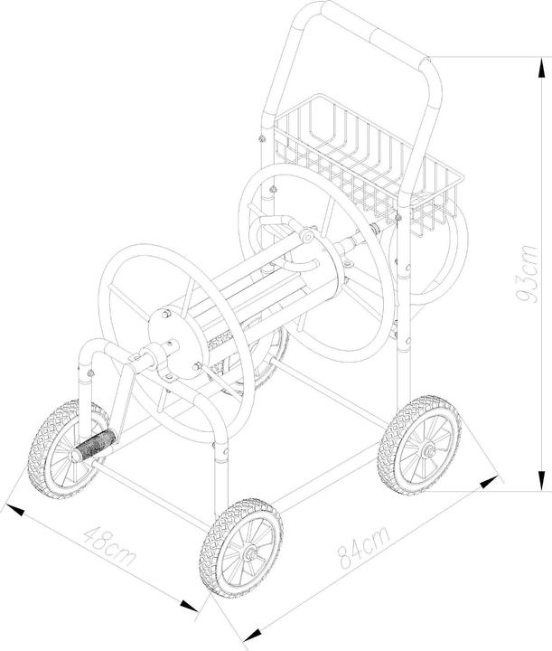 Produktbild Pro-Tec Schlauchwagen Gelibolu für 3/4 Zoll Schlauch max. 65 m Grau (1.50 m)