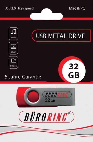Büroring Speicherstick, USB 2.0 mit drehbarer Metall-Abdeckung, Kapazität 32 GB (32 GB, USB-A)