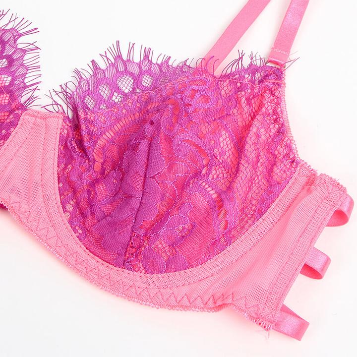 Produktbild Subblime - 955366 BH-SET MIT SPITZE UND STRUMPFBAND ROSA UND LILA L/XL (XL)