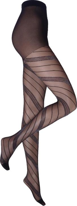 Levee Diagonal Lurex Collant, couleur 314 noir-argent, taille 36-38 (36 - 38)