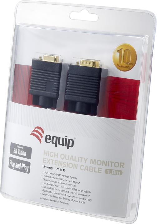 Produktbild equip VGA Verlängerung Stecker/Buchse (1.80 m, VGA)