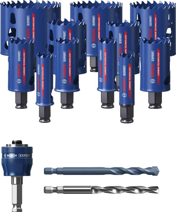 Produktbild Bosch Professional Zubehör EXPERT Tough Material Lochsäge-Set, 20/22/25/32/35/40/44/51/60/68/76 mm, 14-tlg. (20, 22, 25, 32, 35, 40, 44, 51, 60, 68, 76 Millimeter)