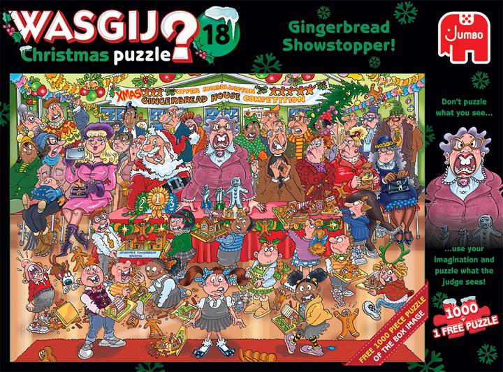 Image du produit Jumbo JUM25017 - Wasgij Noël 18 - Gingerbread Showstopper, 2 puzzles, 1000 pièces (1000 pièces)