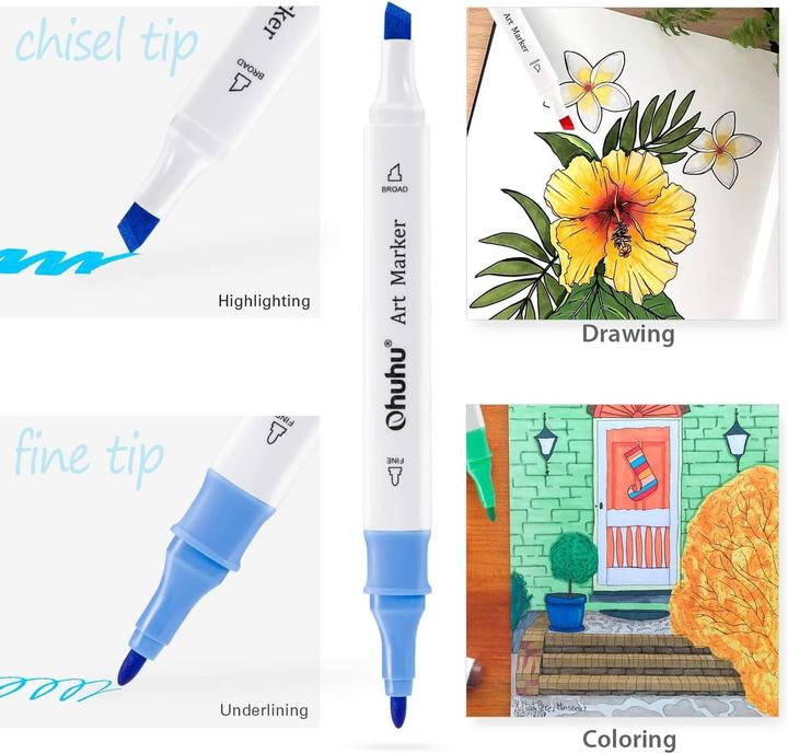Image du produit Ohuhu Marqueurs artistiques (Multicolore, 48 x)